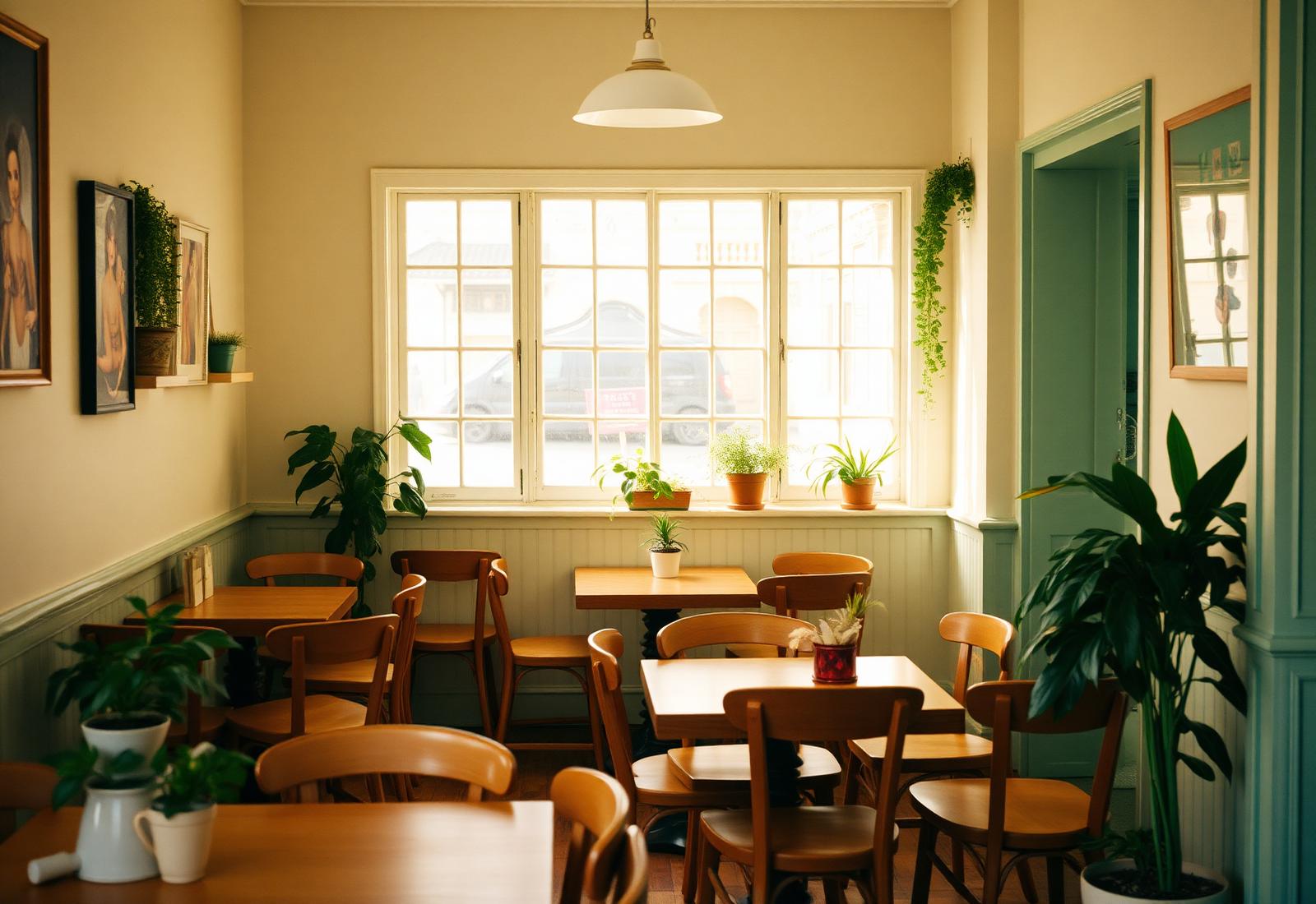 The cozy, sunlit interior of Popular Cafe